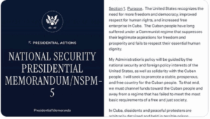 Cuban authorities call new U.S. presidential memorandum aggressive